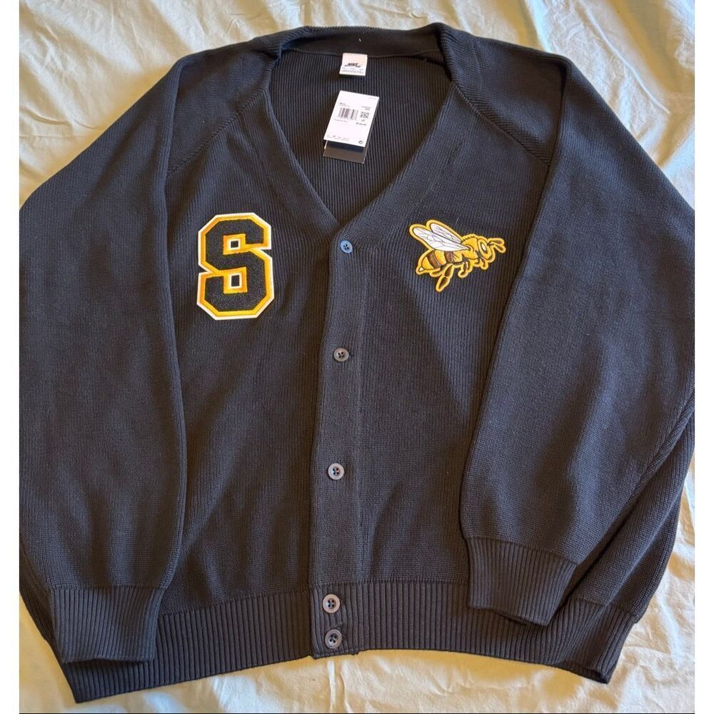 Nike Air Size 2XL SB Skate Cardigan Sweater Black “S Bee” HV0258-010 New